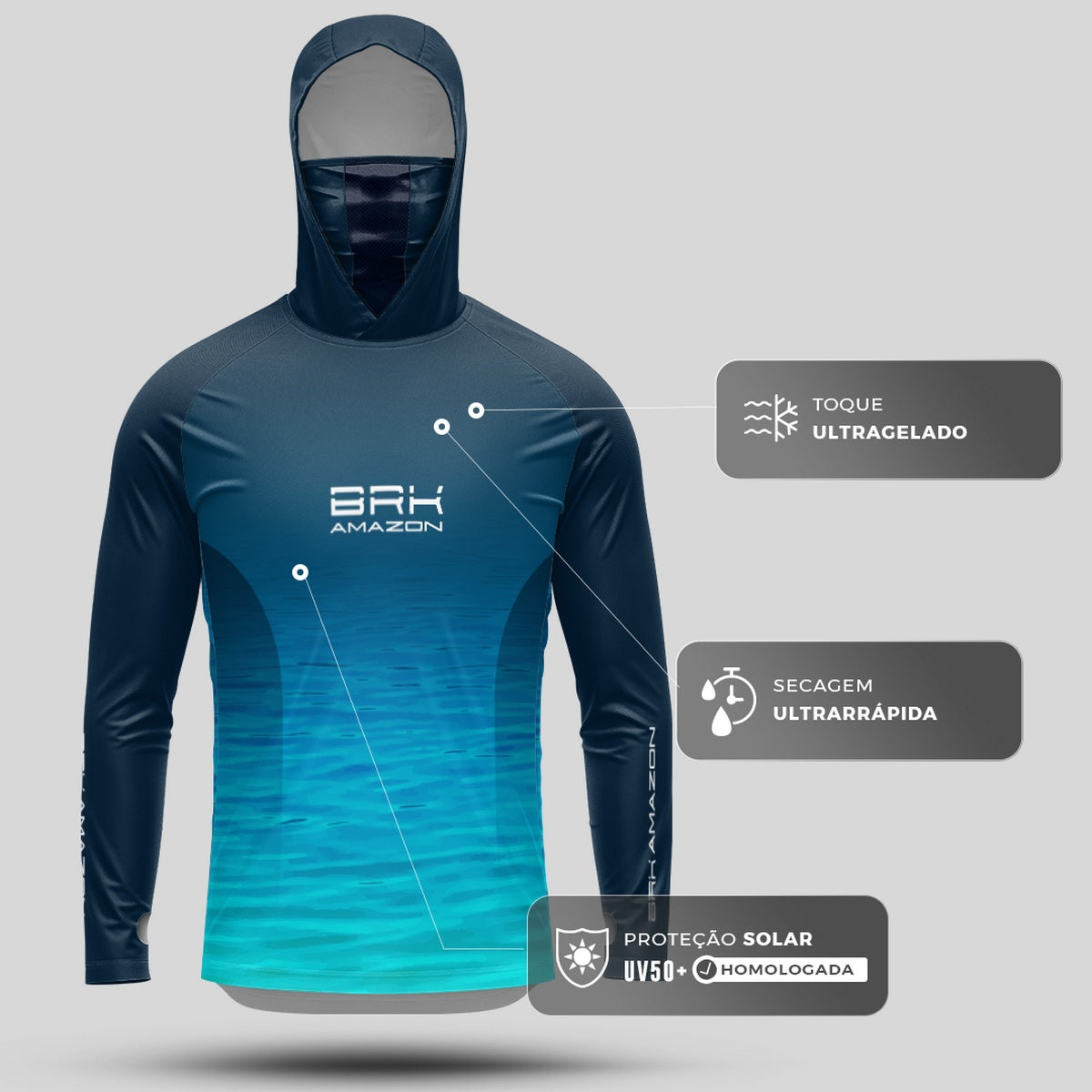Camisa FusionX Brk Água com Capuz e Proteção UV50+