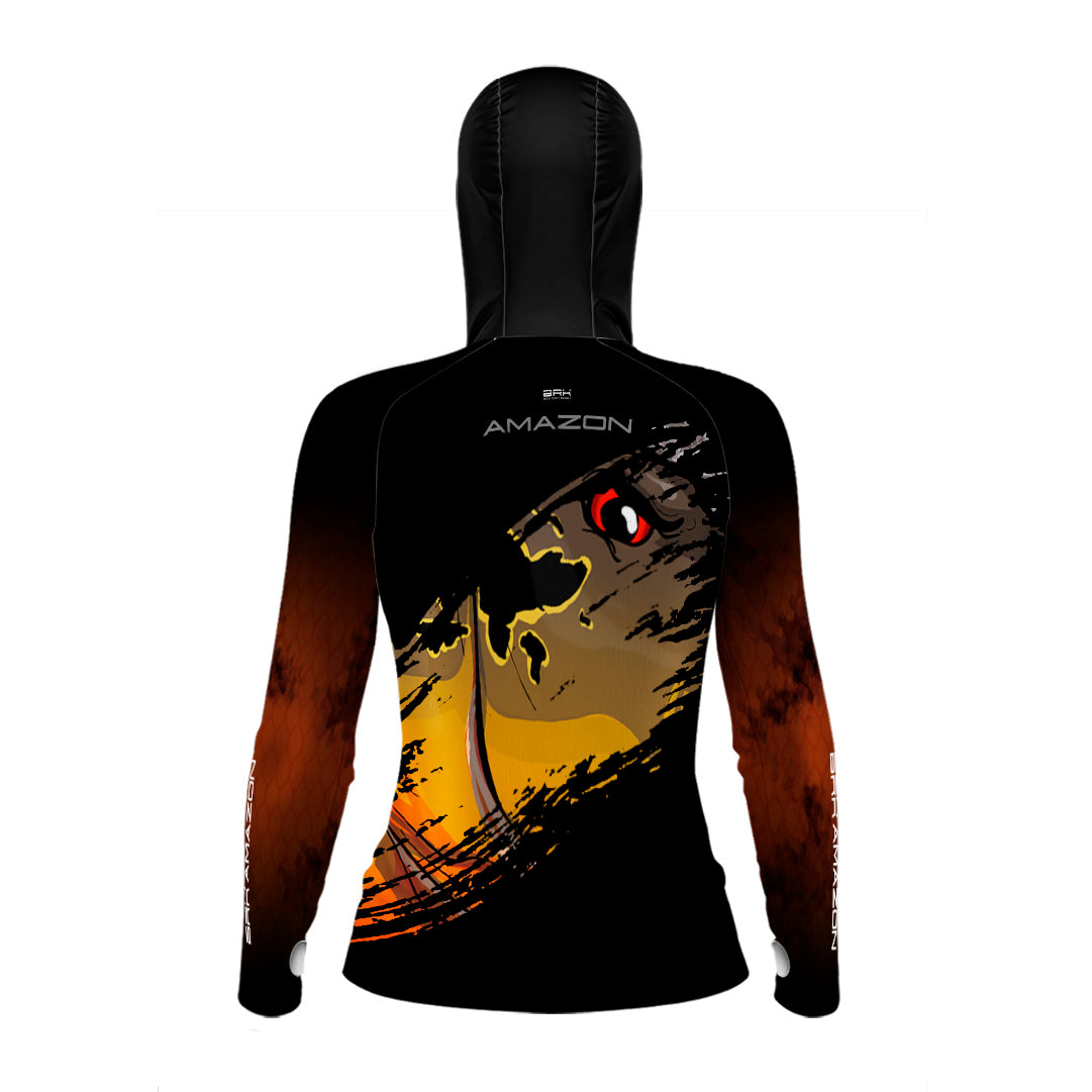 Camisa FusionX Brk Feminina Mancha Tucunaré Açu com Capuz e Proteção UV50+