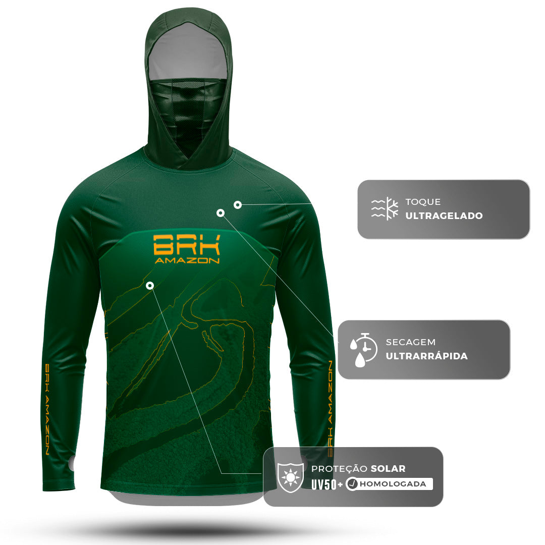 Camisa FusionX Brk Silhueta Rio Amazonas com Capuz e Proteção UV50+