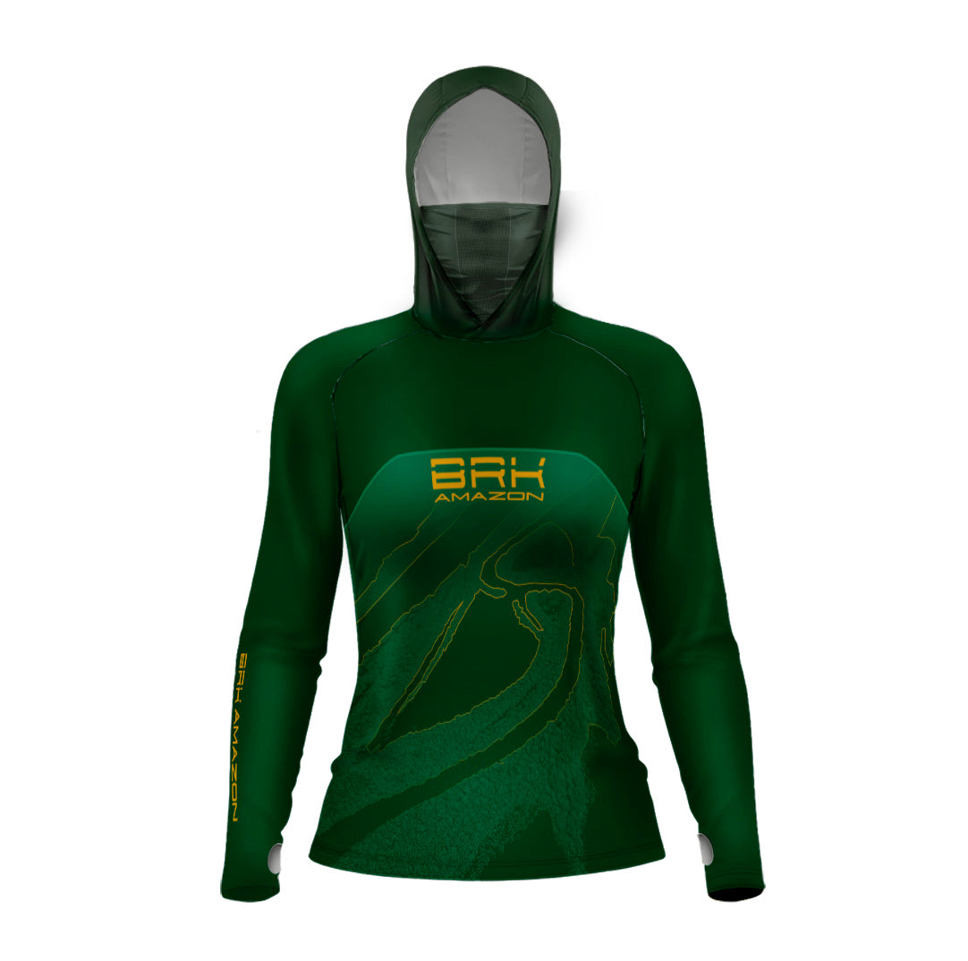 Camisa FusionX Brk Feminina Silhueta Rio Amazonas com Capuz e Proteção UV50+