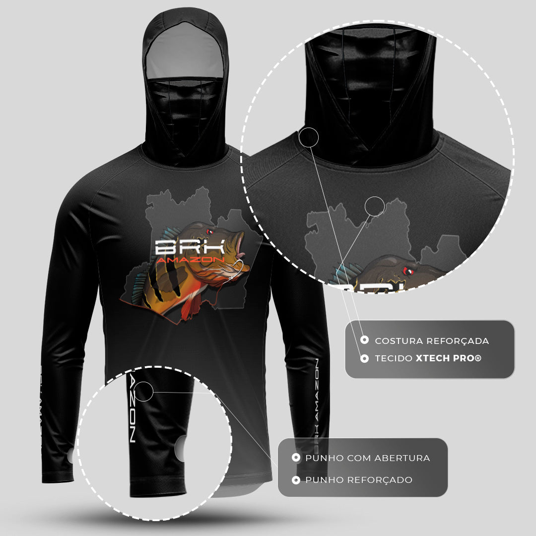 Camisa FusionX Brk Tucunaré de Olho Vermelho com Capuz e Proteção UV50+