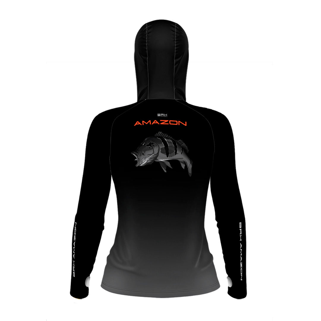 Camisa FusionX Brk Feminina Tucunaré de Olho Vermelho com Capuz e Proteção UV50+
