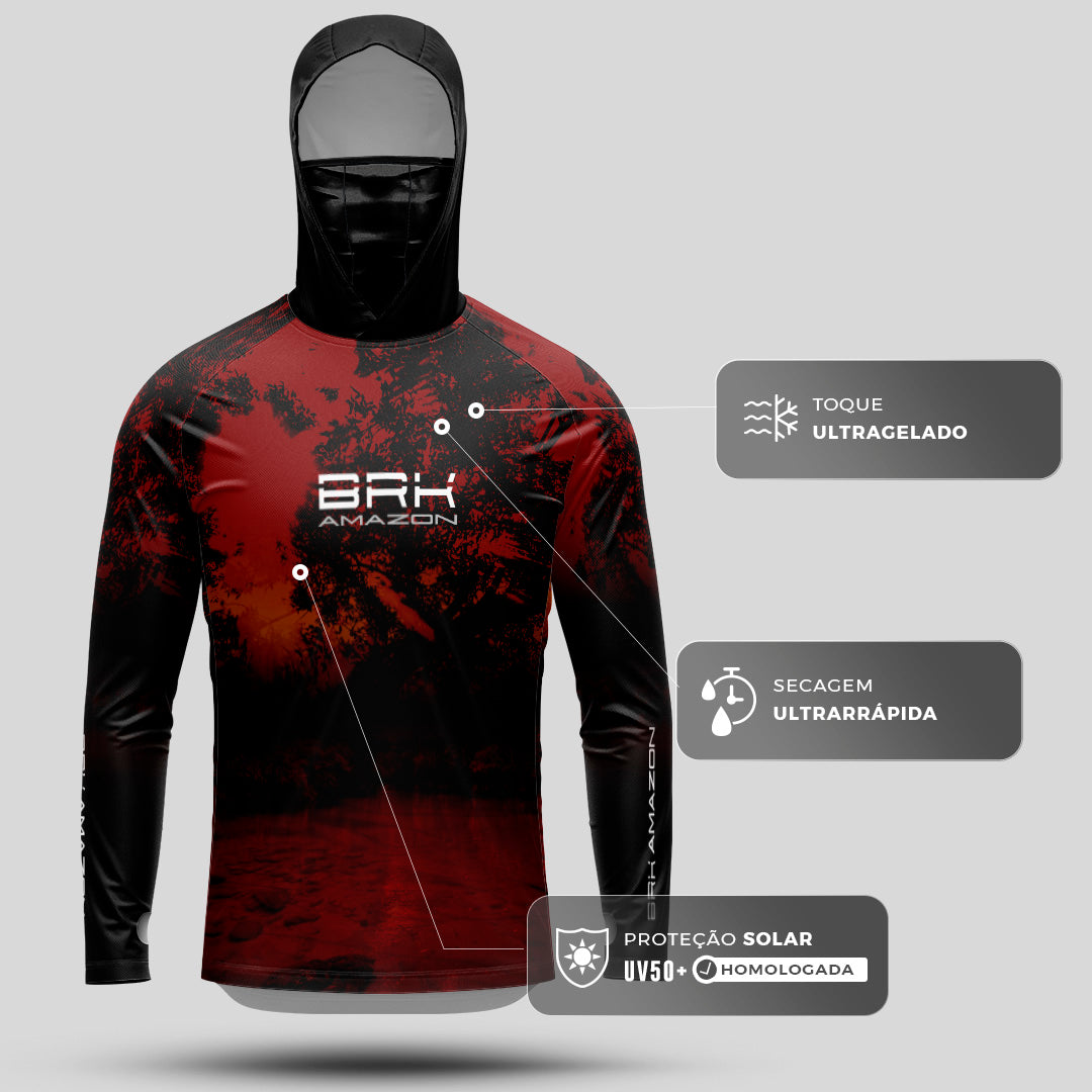 Camisa FusionX Brk Rio Vermelho com Capuz e Proteção UV50+