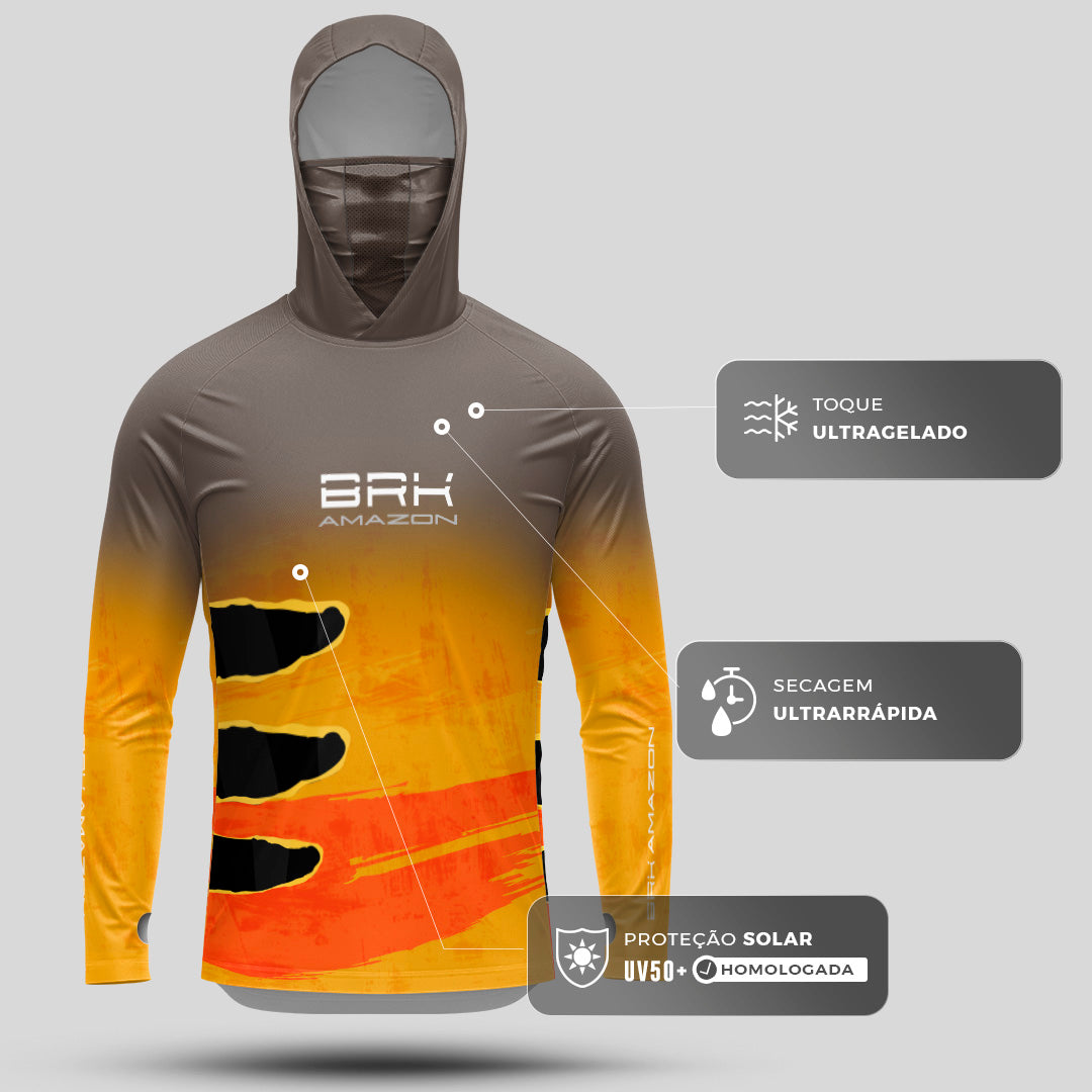 Camisa FusionX Brk Tucunaré Açu com Capuz e Proteção UV50+
