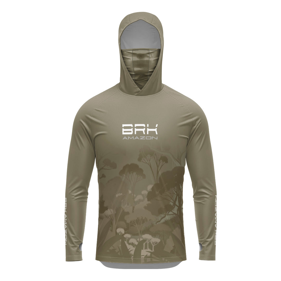 Camisa FusionX Brk Amazon Florest Marrom com Capuz e Proteção UV50+