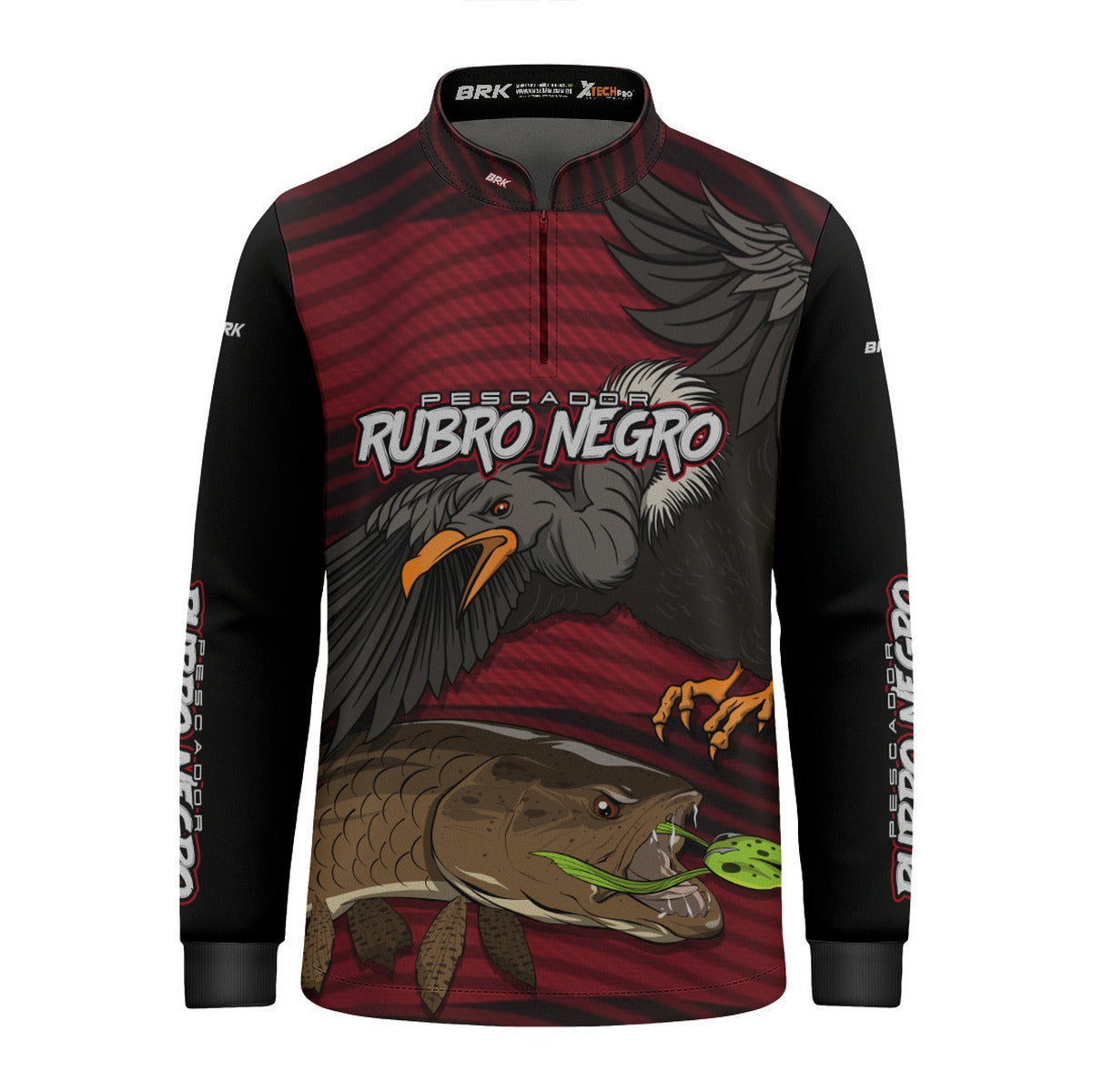 Camisa de Pesca Infantil Brk Pescador Rubro Negro Traíra com UV50+