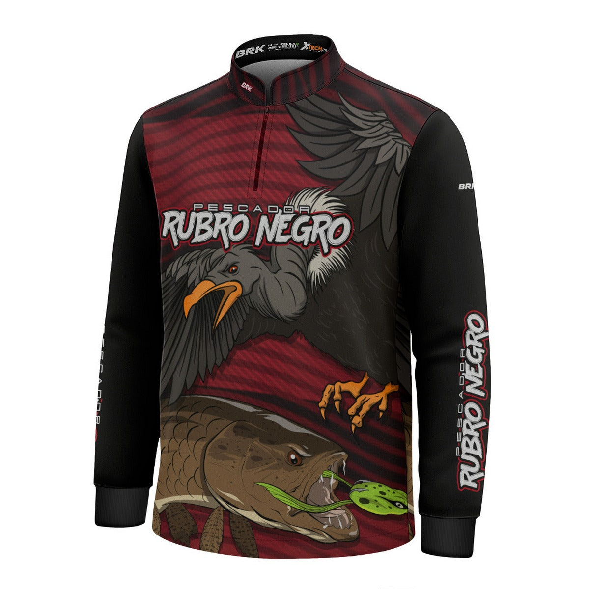 Camisa de Pesca Infantil Brk Pescador Rubro Negro Traíra com UV50+