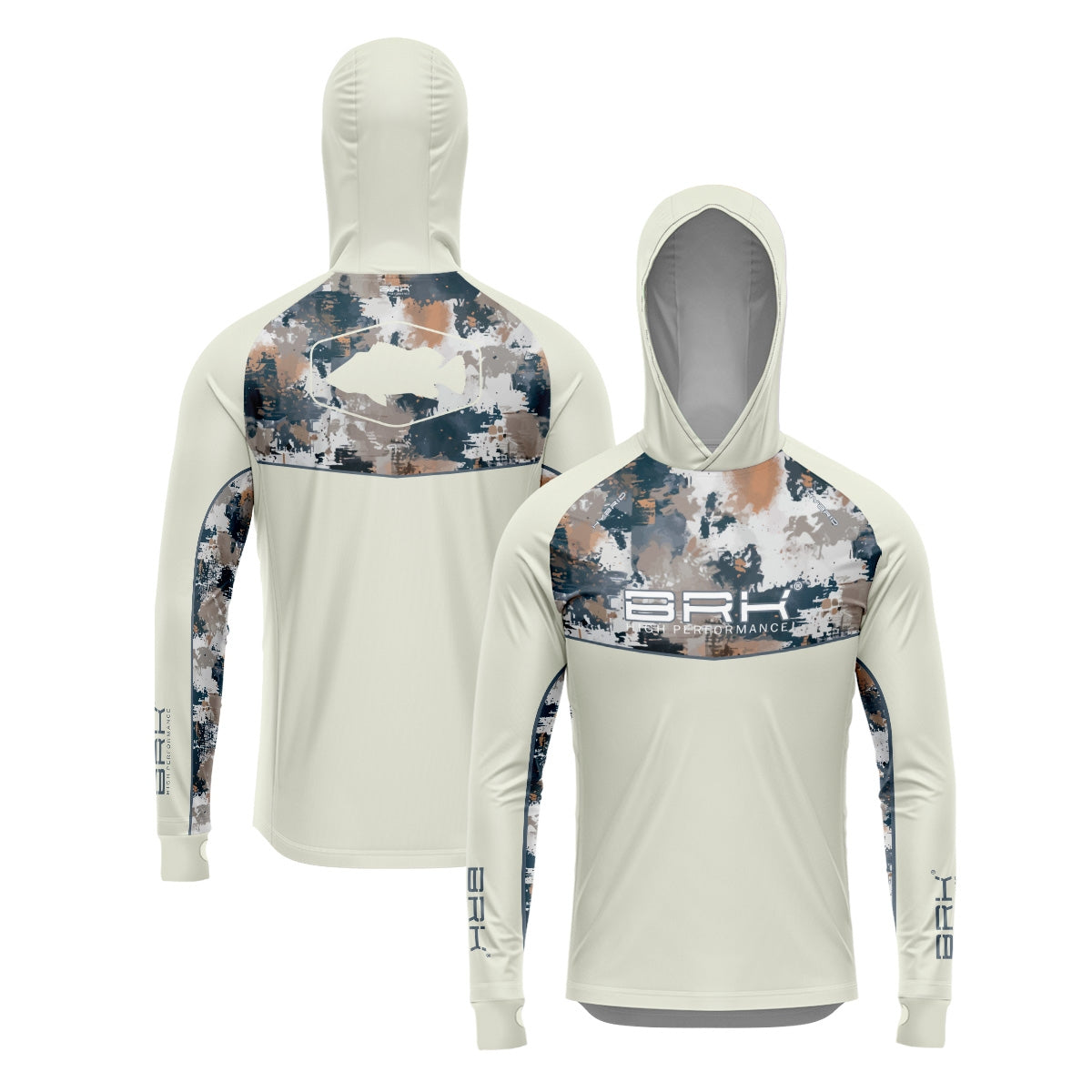 Camisa de Pesca Brk com Capuz Hybrid Camuflagem Fishing com Proteção Solar UV50+