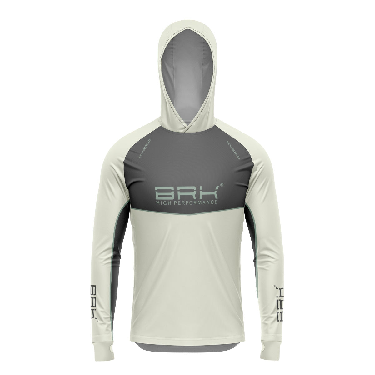 Camisa de Pesca Brk com Capuz Hybrid Cinza Bege com Proteção Solar UV50+