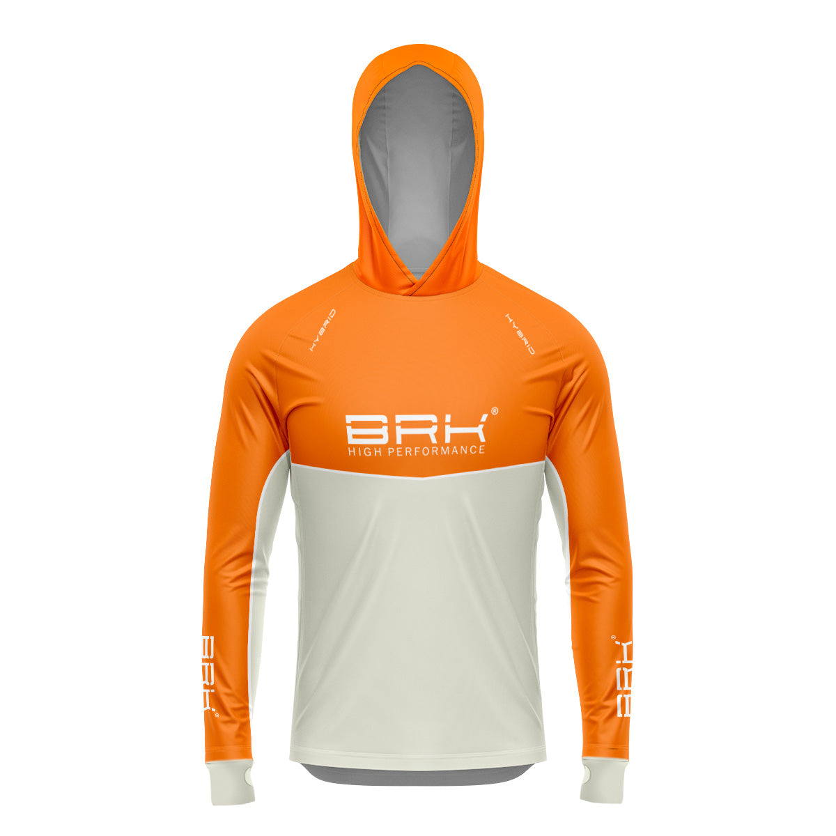 Camisa de Pesca Brk com Capuz Hybrid Laranja com Proteção Solar UV50+