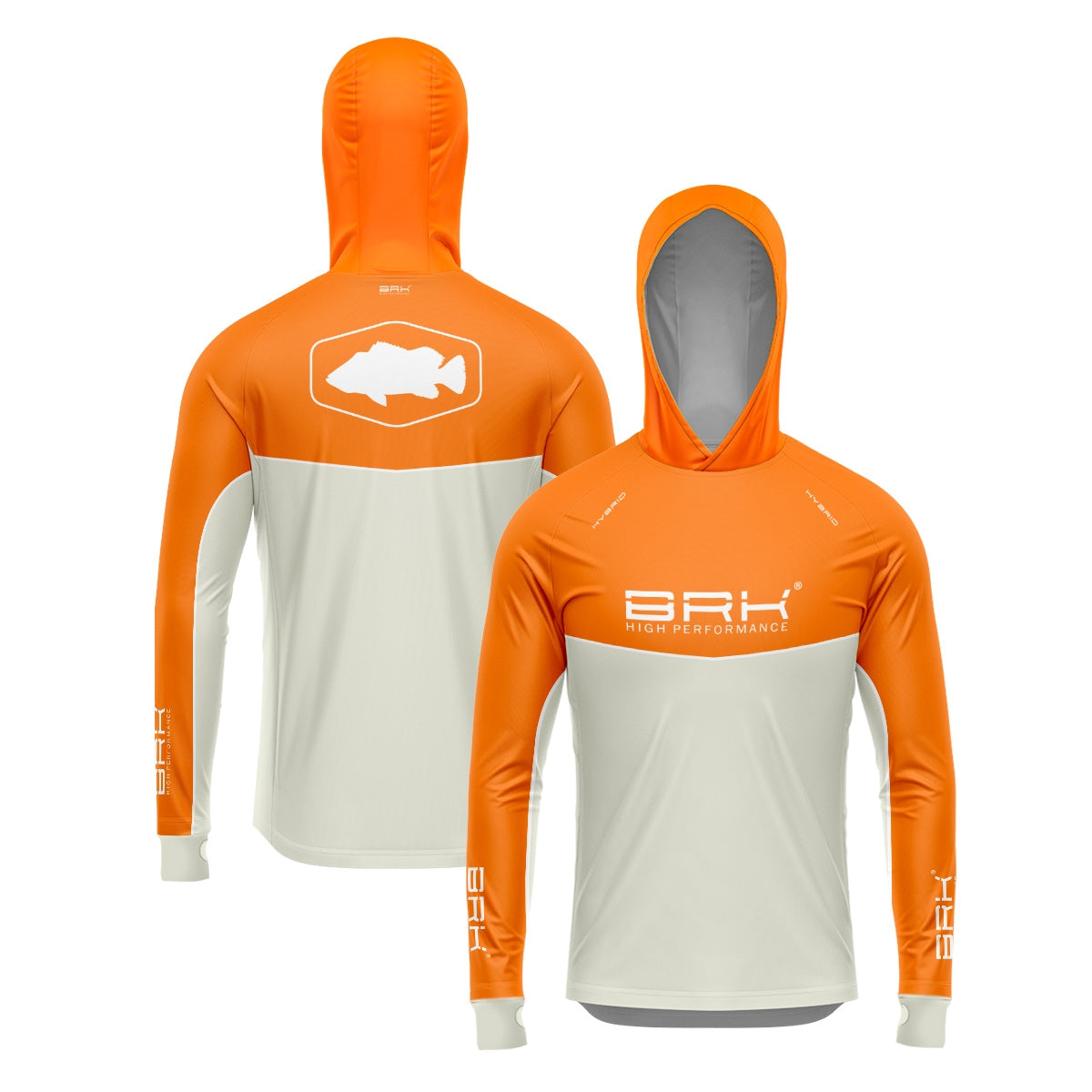 Camisa de Pesca Brk com Capuz Hybrid Laranja com Proteção Solar UV50+