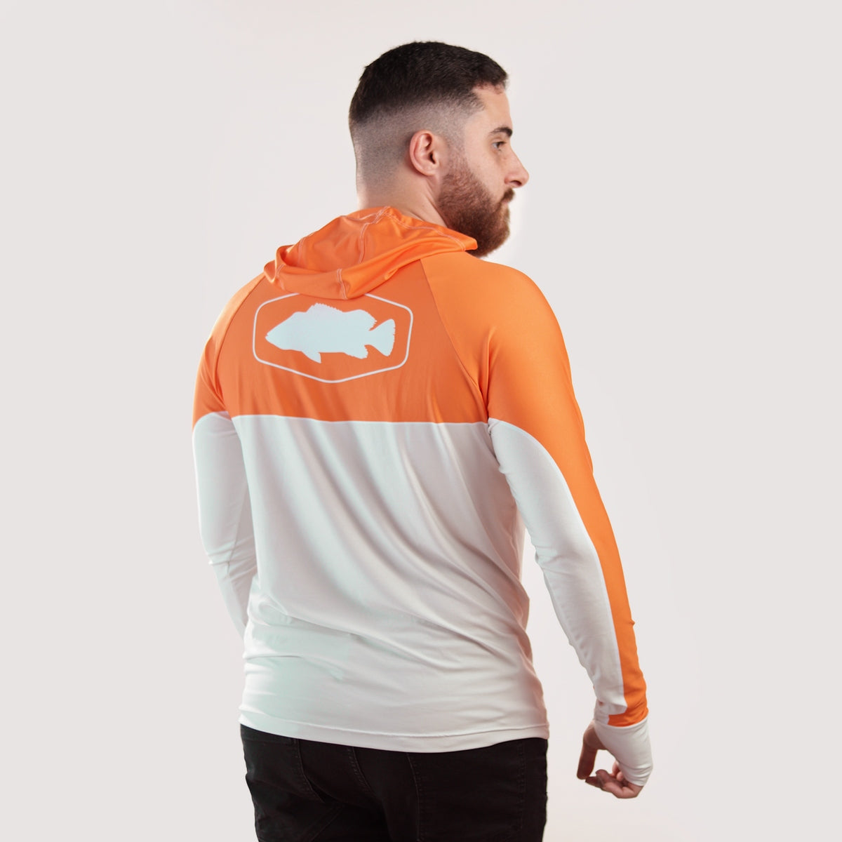 Camisa de Pesca Brk com Capuz Hybrid Laranja com Proteção Solar UV50+
