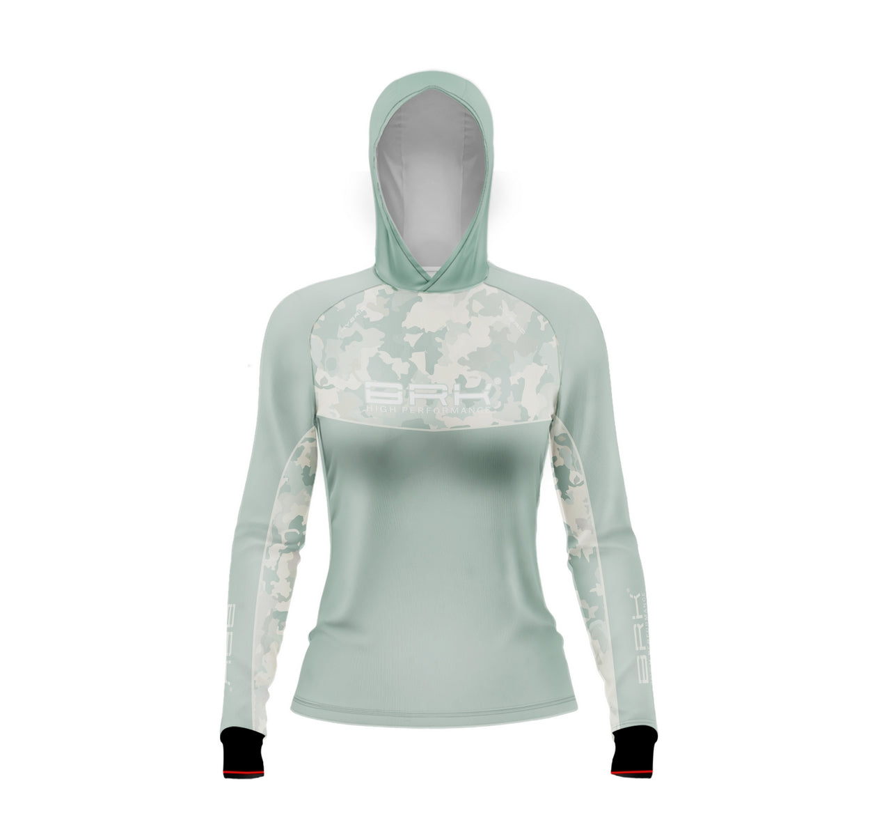 Camisa de Pesca Feminina Brk com Capuz Hybrid Camu Selva com Proteção Solar UV50+