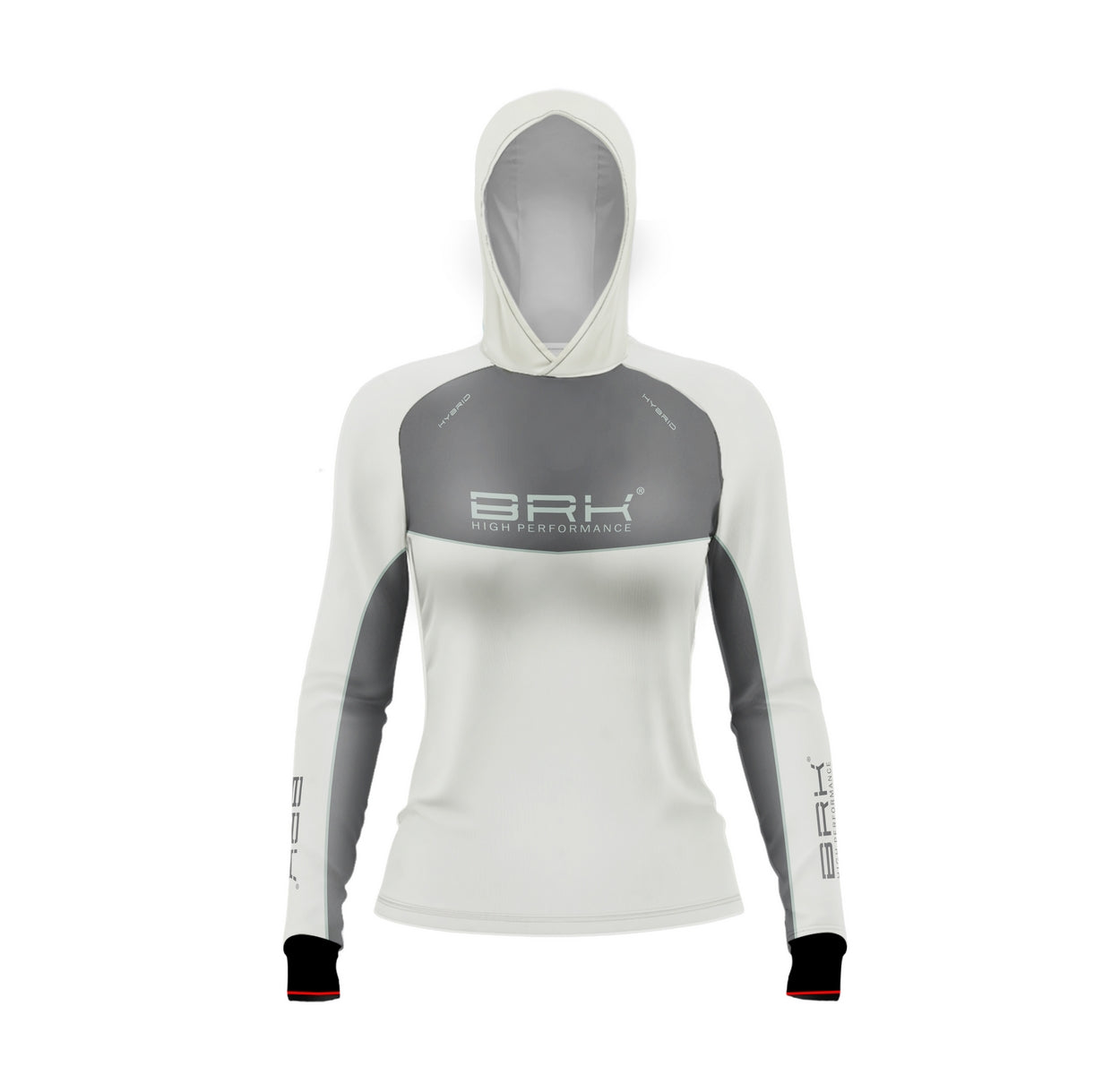 Camisa de Pesca Feminina Brk com Capuz Hybrid Cinza Bege com Proteção Solar UV50+