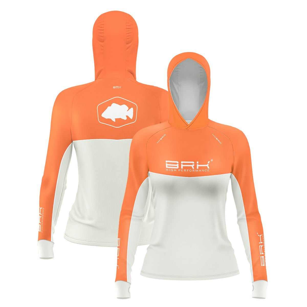 Camisa de Pesca Feminina Brk com Capuz Hybrid Laranja com Proteção Solar UV50+