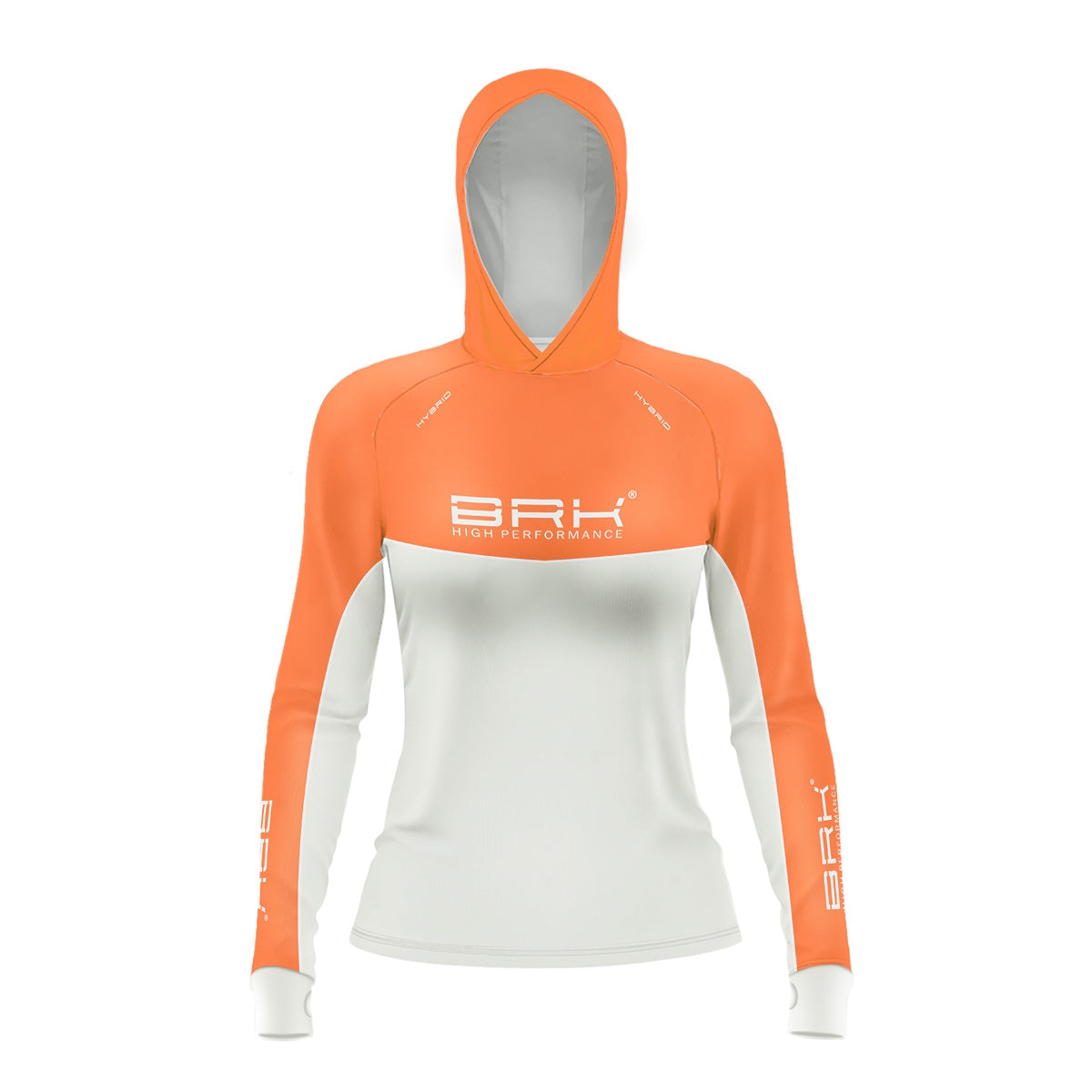 Camisa de Pesca Feminina Brk com Capuz Hybrid Laranja com Proteção Solar UV50+