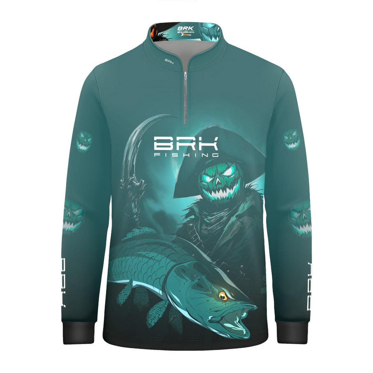 Camisa de Pesca Infantil Brk Azul Halloween Fantasma com Proteção UV50