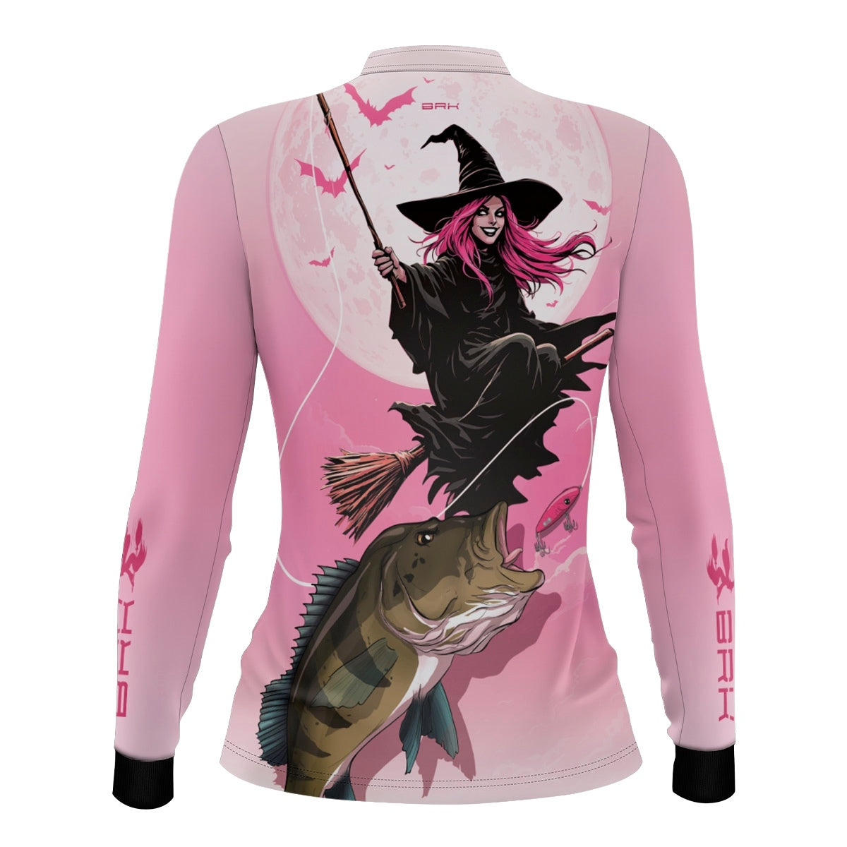 Camisa de Pesca Feminina Brk Branca e Rosa Bruxa com Proteção UV50