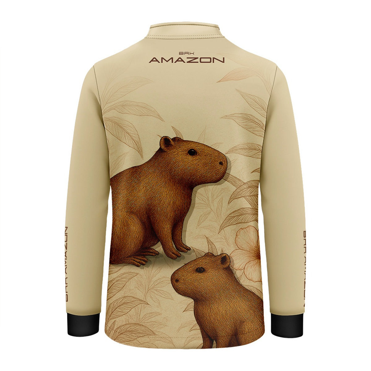 Camisa de Pesca Infantil Brk Amazon Capivara Floral com Proteção UV50
