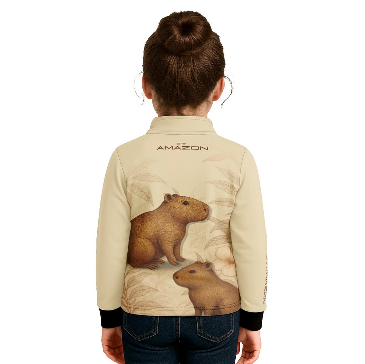Camisa de Pesca Infantil Brk Amazon Capivara Floral com Proteção UV50