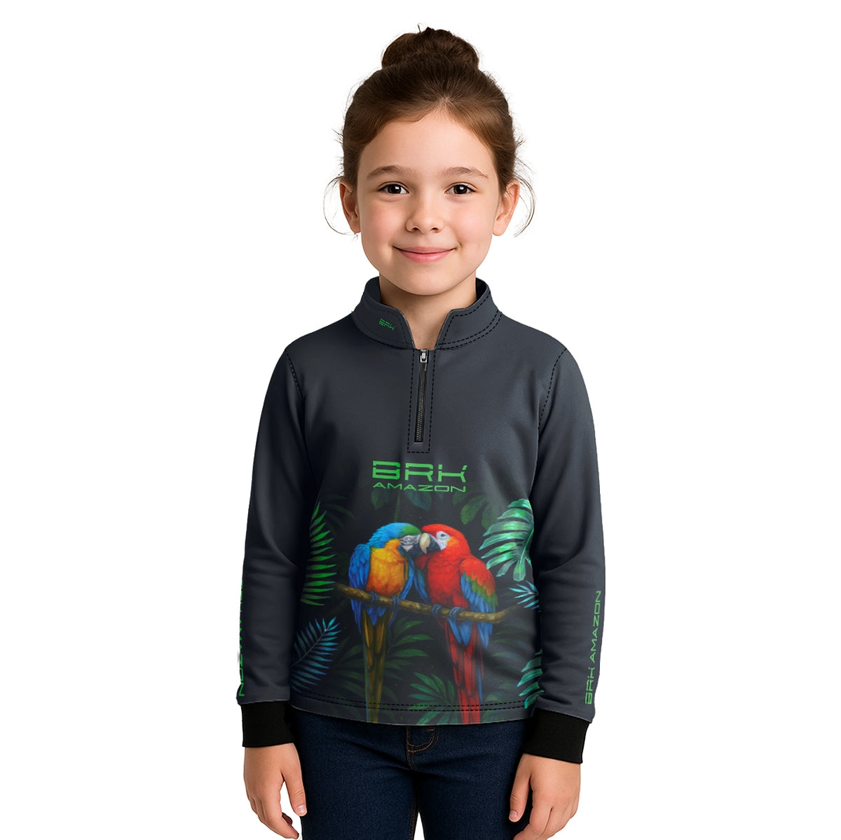 Camisa de Pesca Infantil Brk Amazon Casal de Araras com Proteção UV50