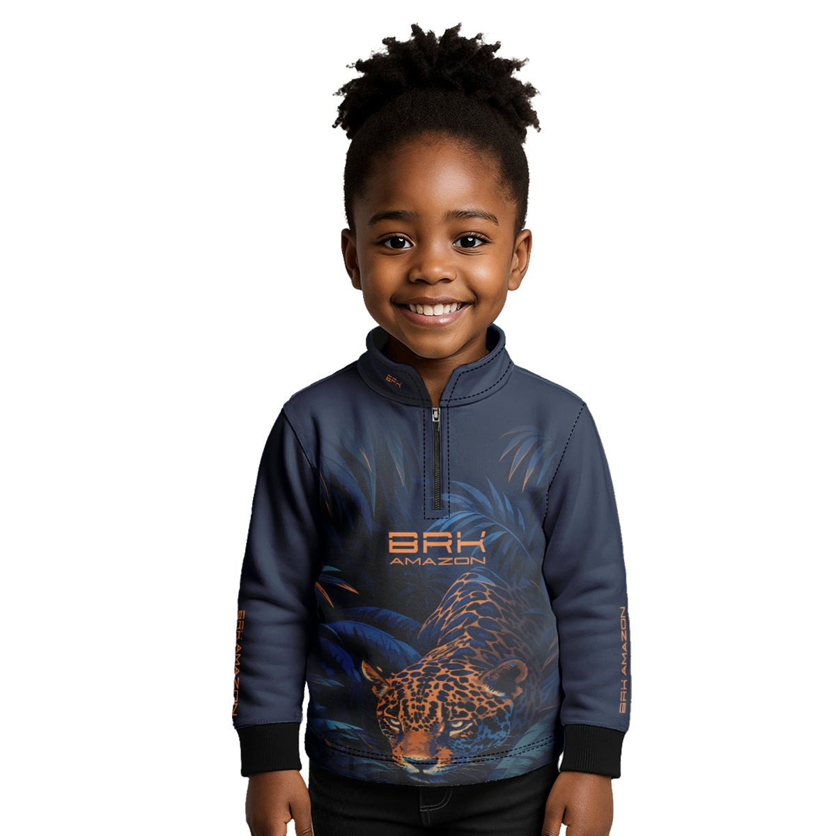 Camisa de Pesca Infantil Brk Amazon Onça Azul com Proteção UV50