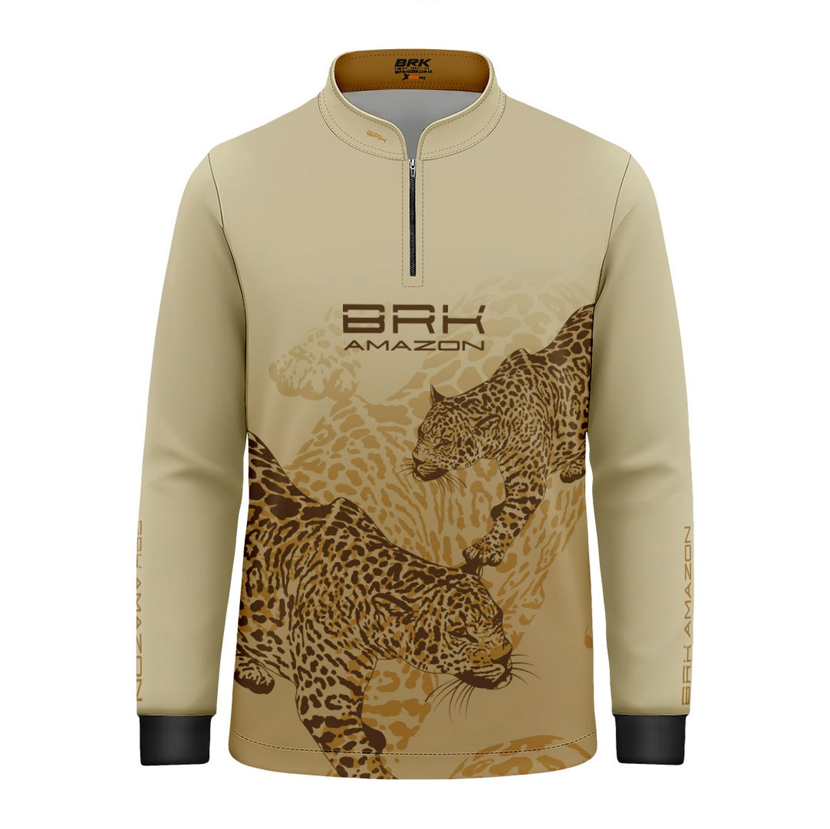 Camisa de Pesca Infantil Brk Amazon Onça Bege com Proteção UV50