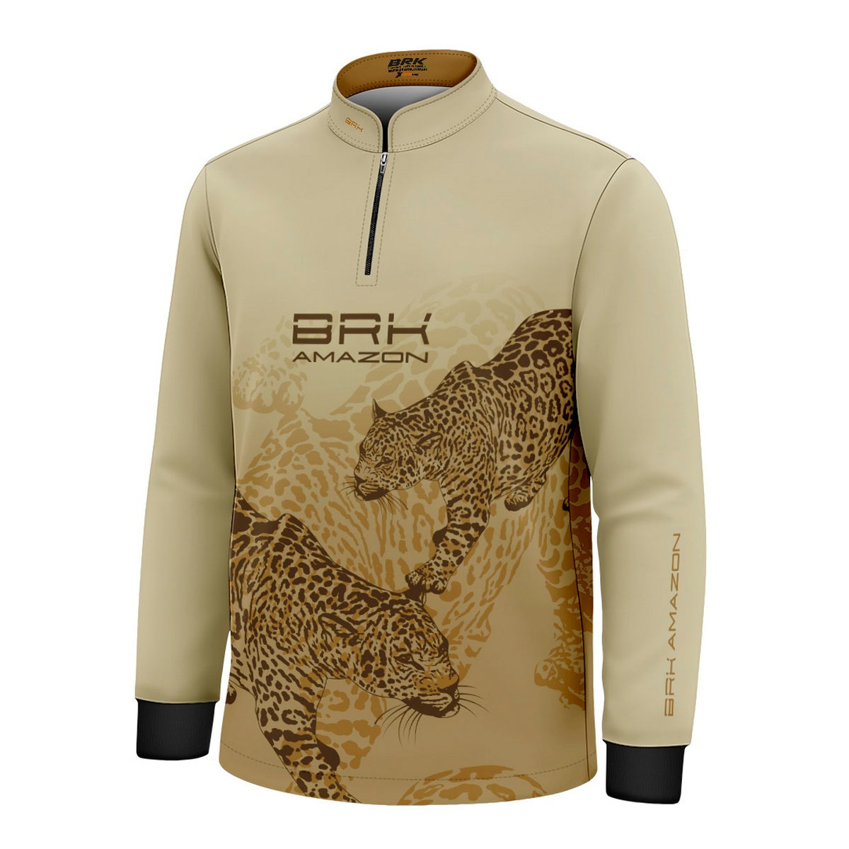 Camisa de Pesca Infantil Brk Amazon Onça Bege com Proteção UV50