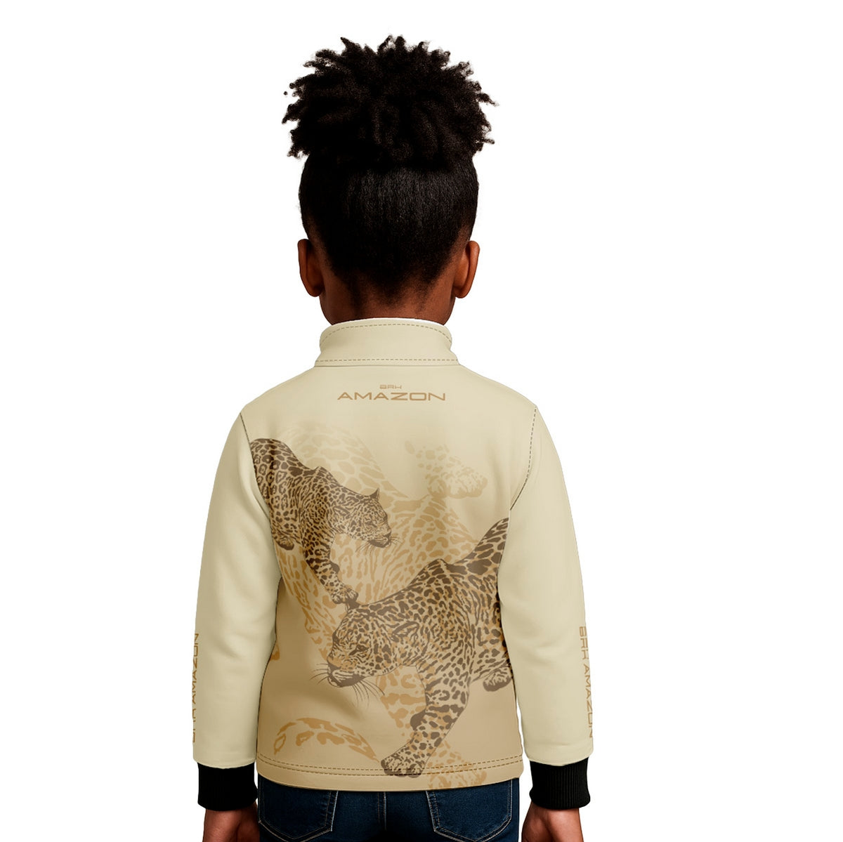 Camisa de Pesca Infantil Brk Amazon Onça Bege com Proteção UV50