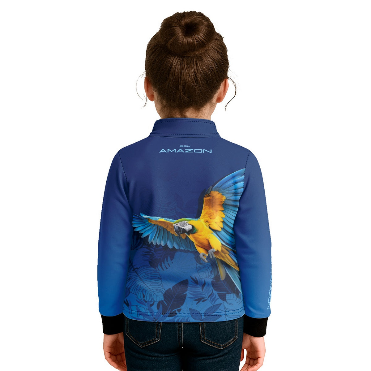 Camisa de Pesca Infantil Brk Amazon Arara Azul com Proteção UV50
