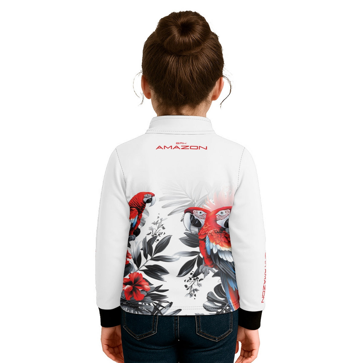 Camisa de Pesca Infantil Brk Amazon Arara Vermelha com Proteção UV50