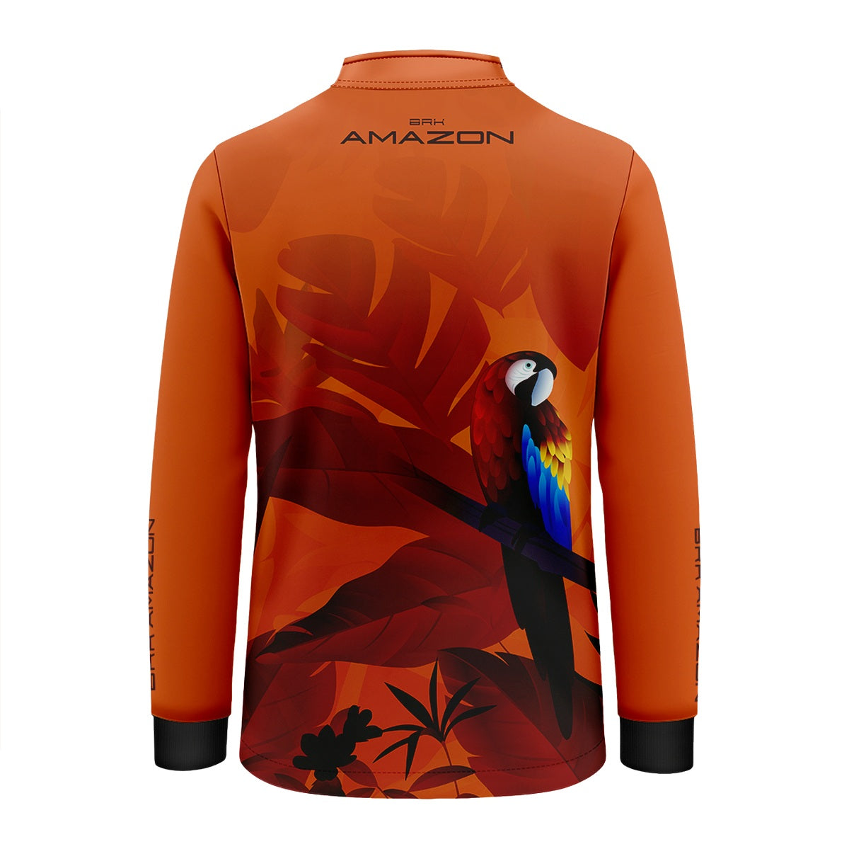 Camisa de Pesca Infantil Brk Amazon Arara Vermelha Floral com Proteção UV50
