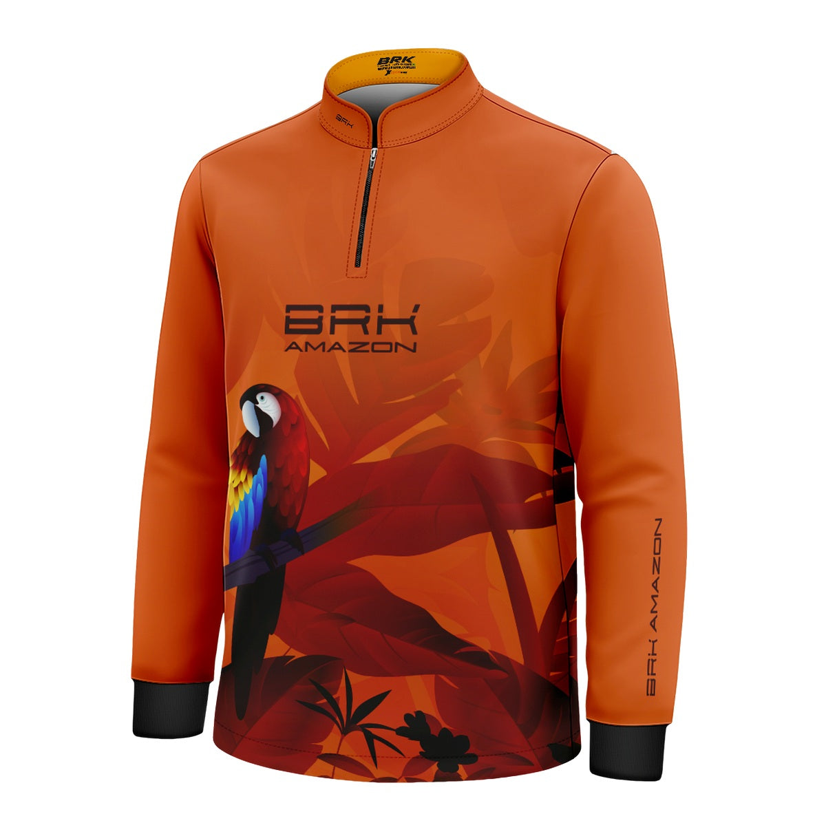 Camisa de Pesca Infantil Brk Amazon Arara Vermelha Floral com Proteção UV50