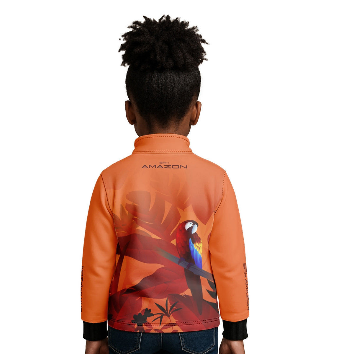 Camisa de Pesca Infantil Brk Amazon Arara Vermelha Floral com Proteção UV50