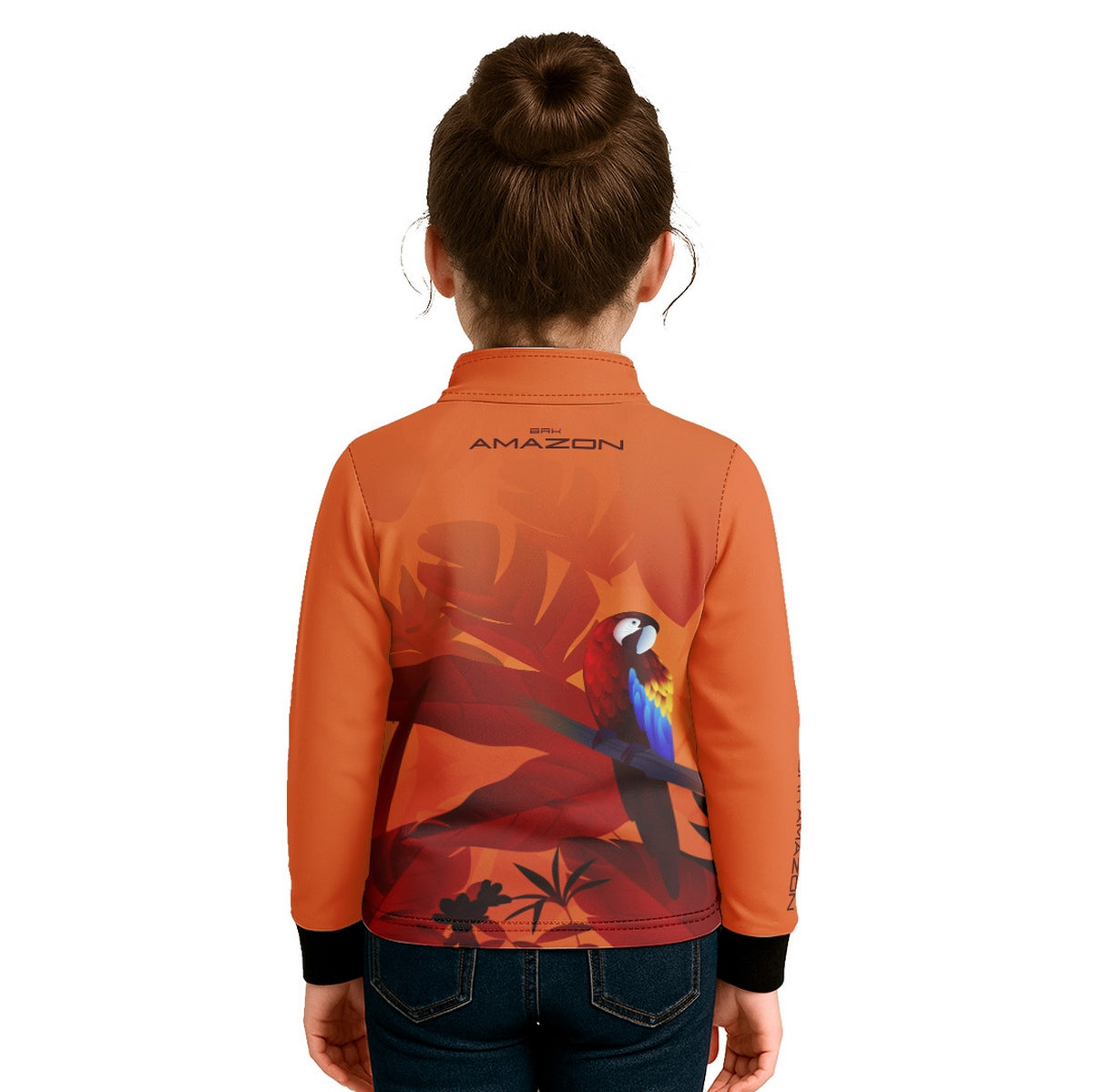 Camisa de Pesca Infantil Brk Amazon Arara Vermelha Floral com Proteção UV50