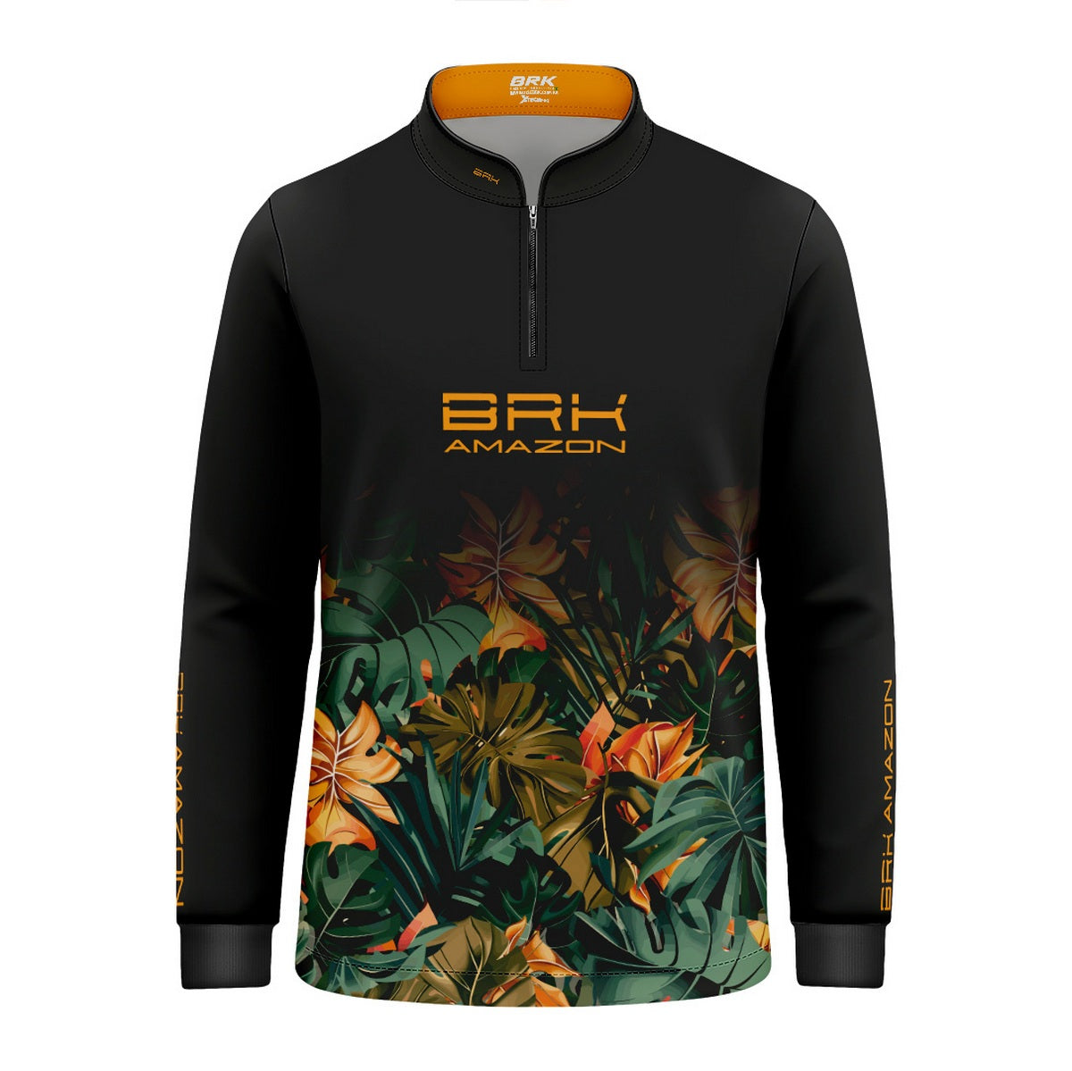 Camisa de Pesca Infantil Brk Amazon Preta Folhagem com Proteção UV50