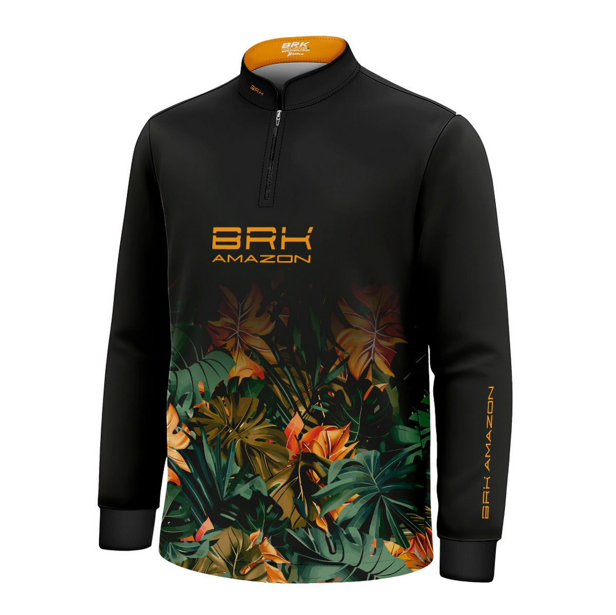 Camisa de Pesca Infantil Brk Amazon Preta Folhagem com Proteção UV50