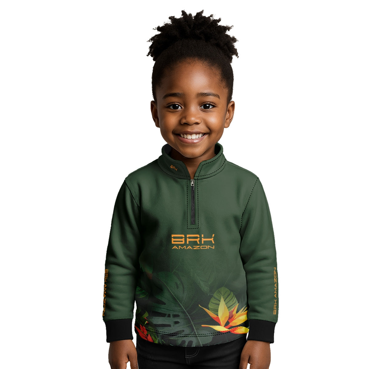 Camisa de Pesca Infantil Brk Amazon Verde Folhagem com Proteção UV50