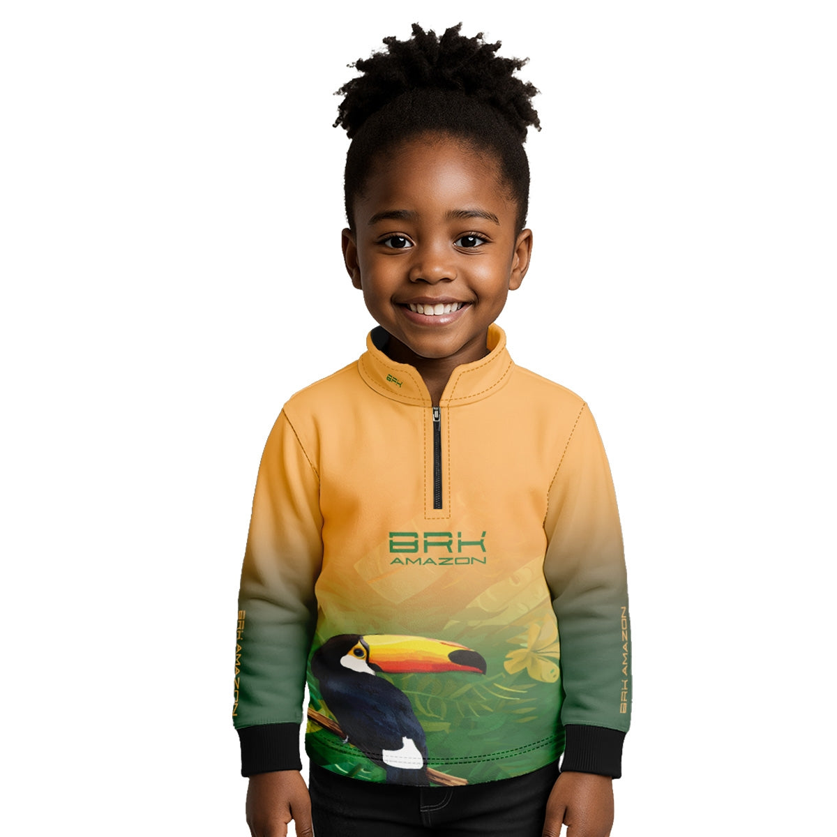 Camisa de Pesca Infantil Brk Amazon Tucano Floral com Proteção UV50