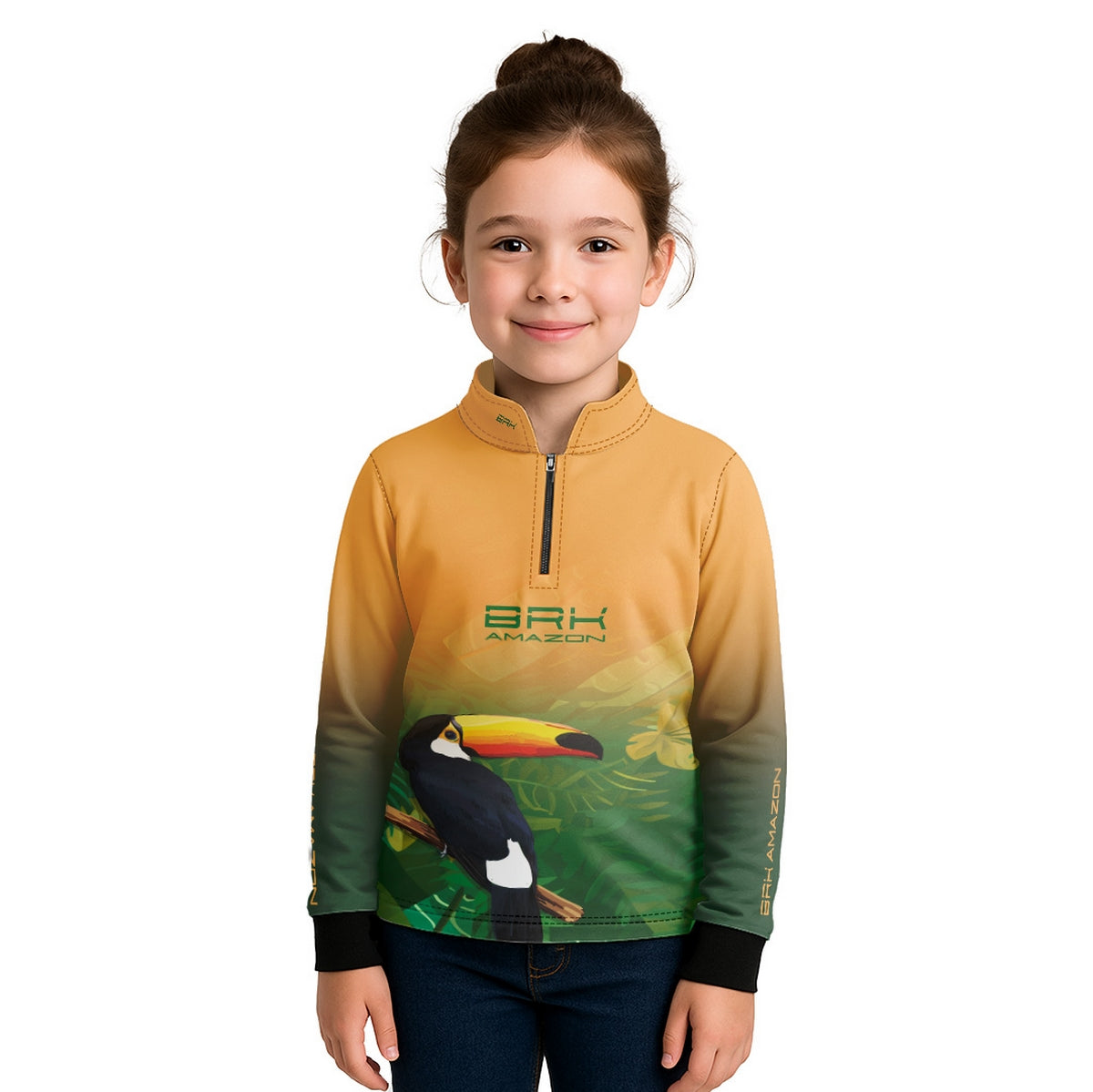 Camisa de Pesca Infantil Brk Amazon Tucano Floral com Proteção UV50