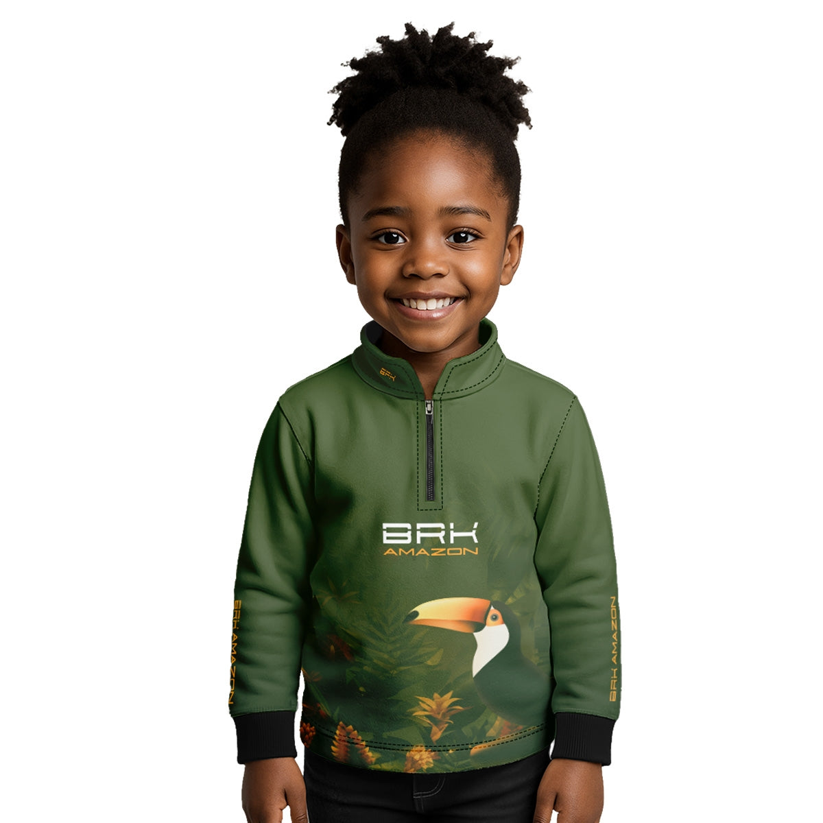 Camisa de Pesca Infantil Brk Amazon Verde Tucano com Proteção UV50
