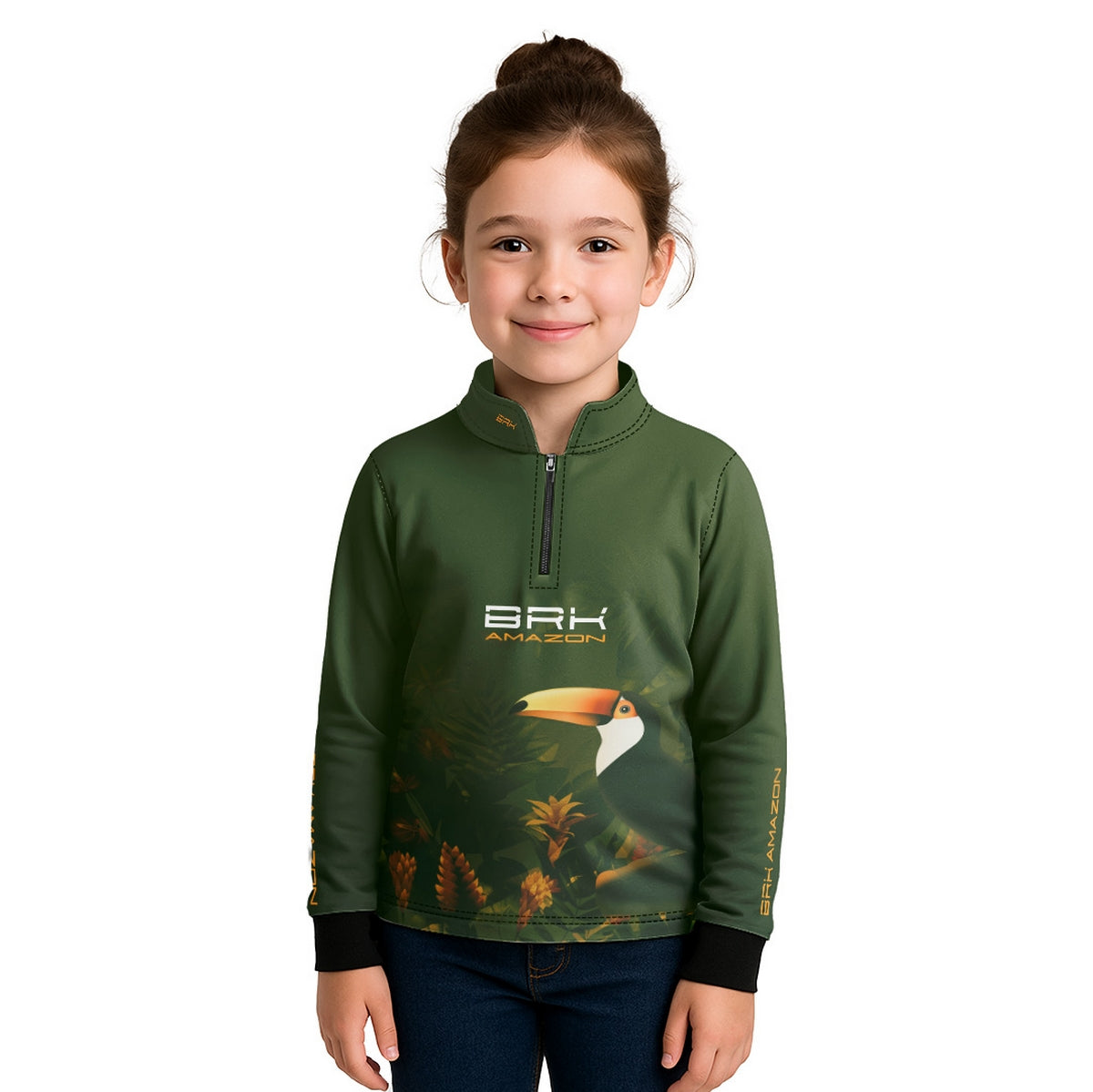 Camisa de Pesca Infantil Brk Amazon Verde Tucano com Proteção UV50