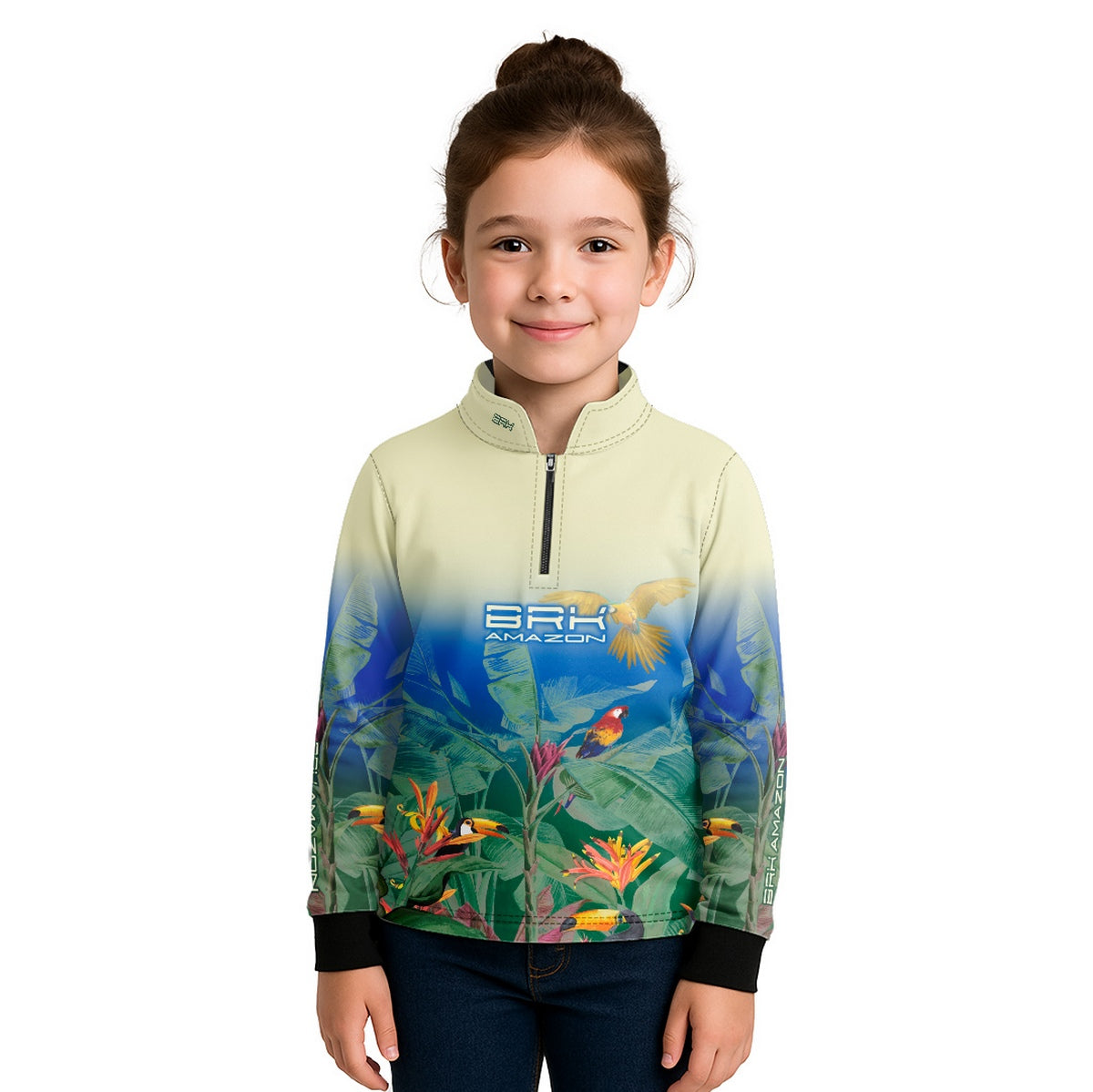Camisa de Pesca Infantil Brk Amazon Araras e Tucanos com Proteção UV50