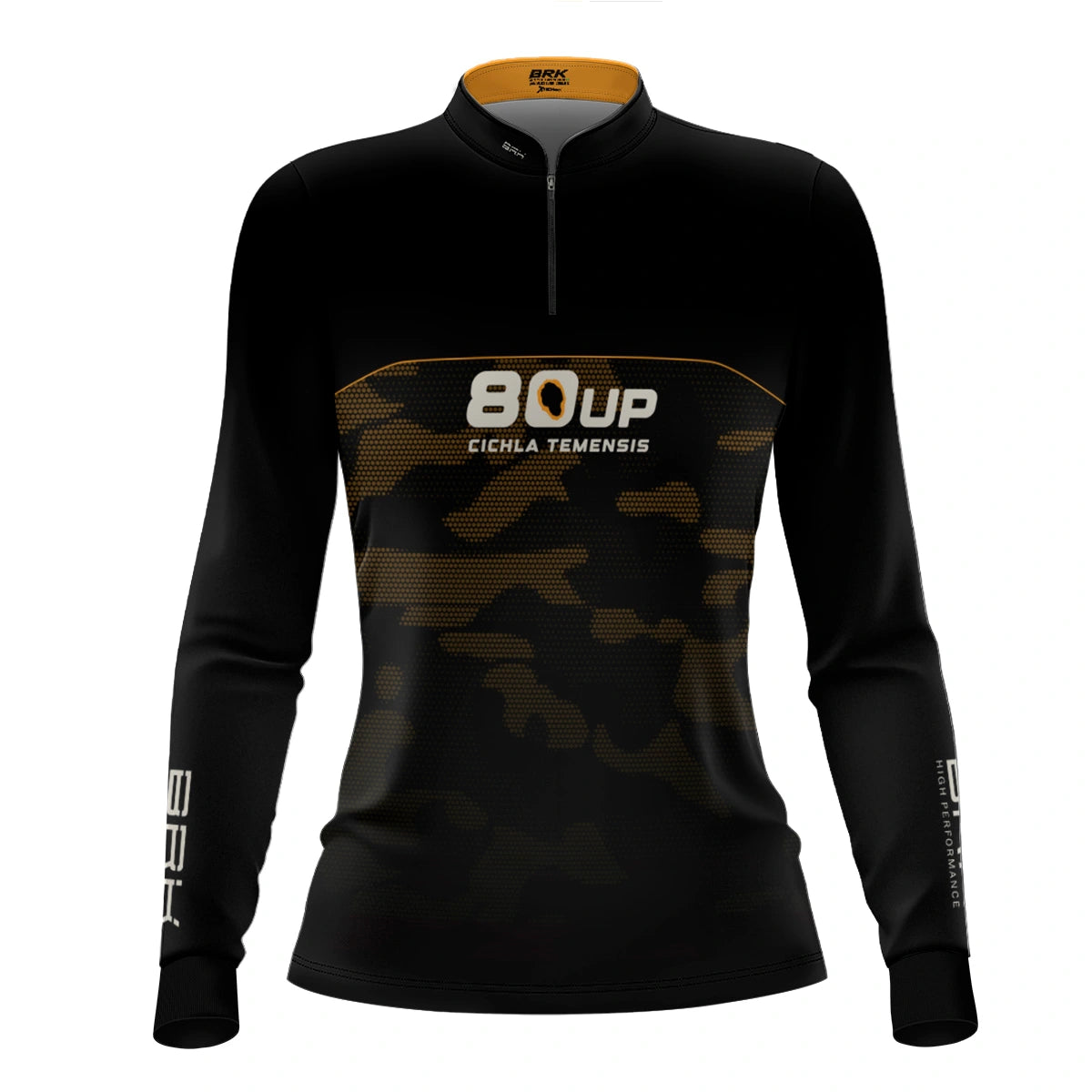 Camisa de Pesca Feminina Brk 80UP Camuflada Amarela com Proteção UV50