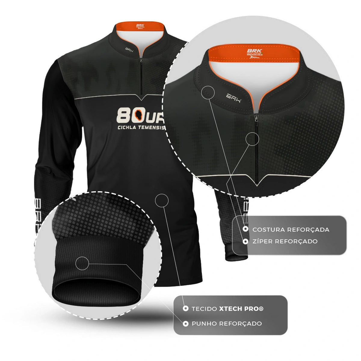 Camisa de Pesca Brk 80UP Preta com Proteção UV50
