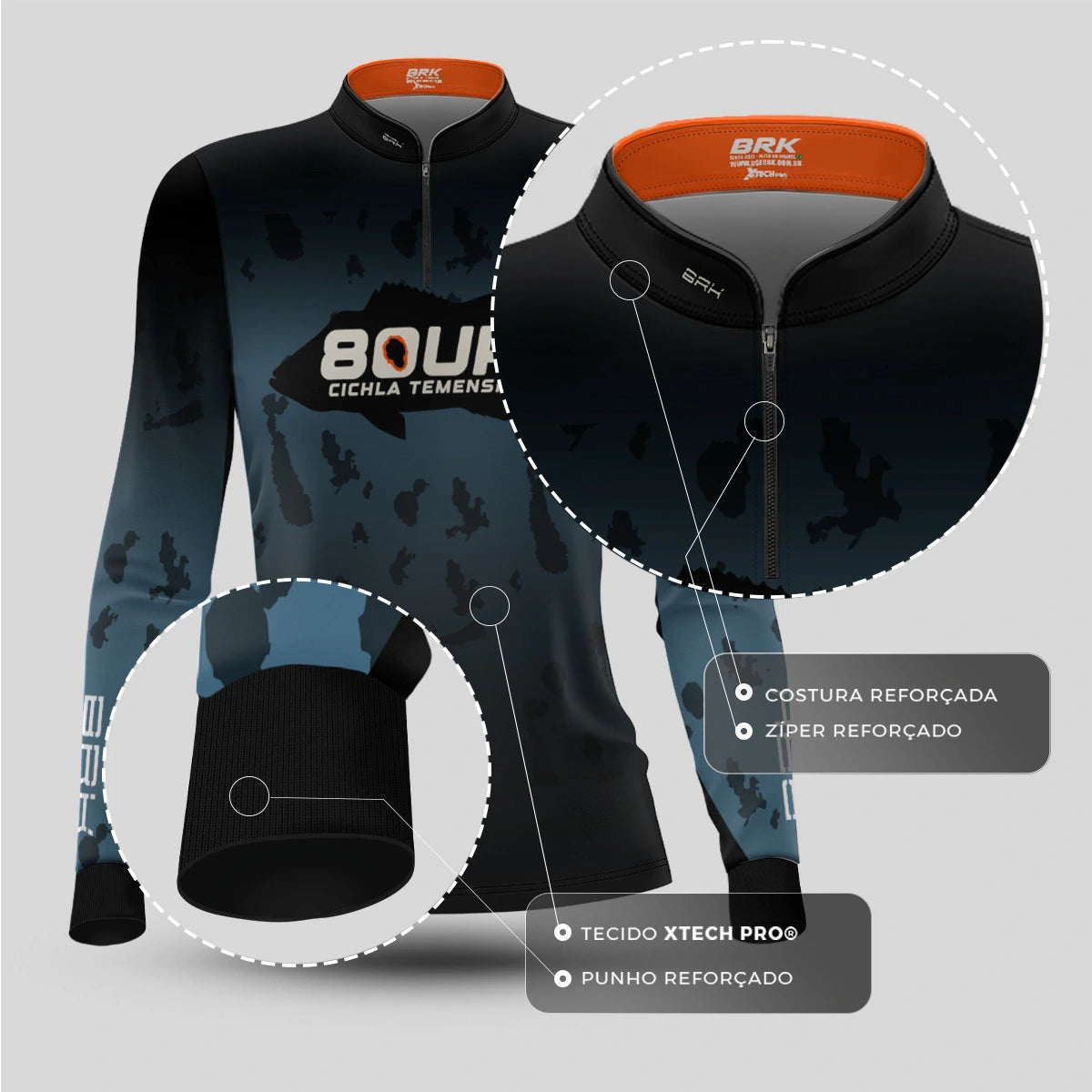 Camisa de Pesca Feminina Brk 80UP Azul com Proteção UV50