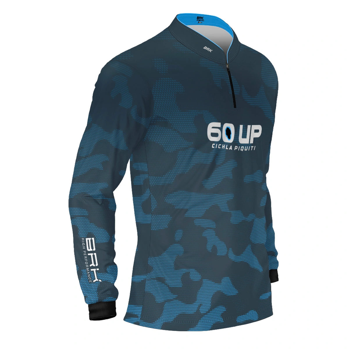 Camisa de Pesca Brk 60UP Camuflada Azul com Proteção UV50