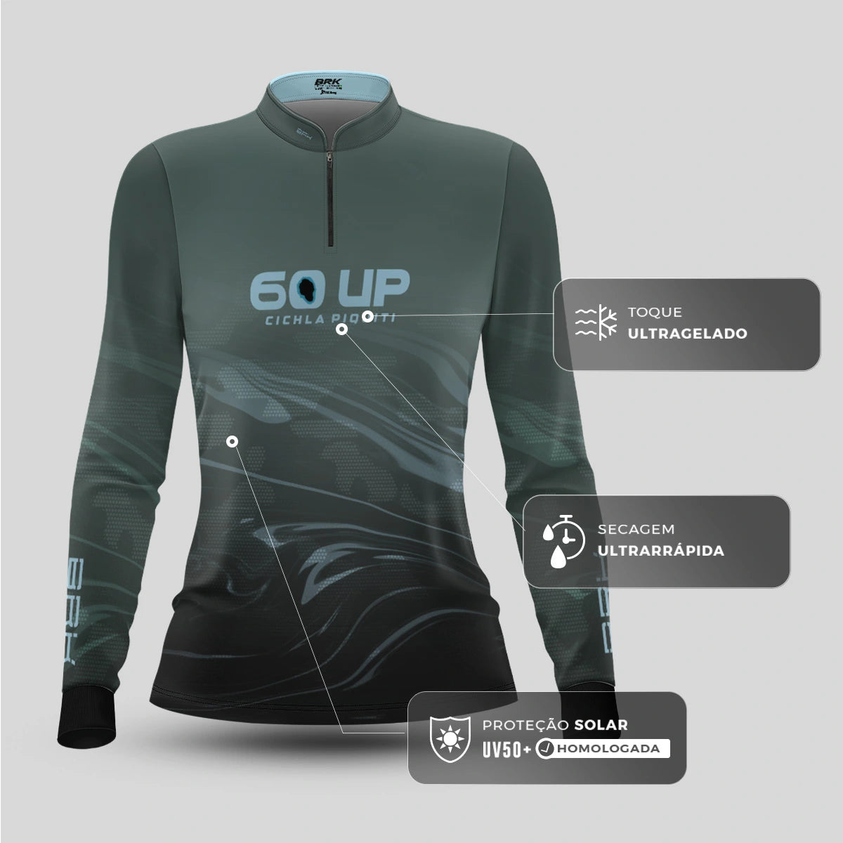 Camisa de Pesca Feminina Brk 60UP Distorções com Proteção UV50