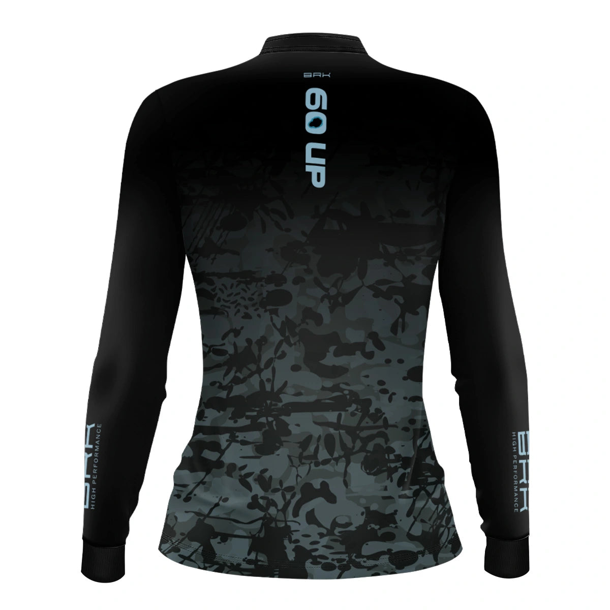 Camisa de Pesca Feminina Brk 60UP Camuflada Azul e Preta com Proteção UV50