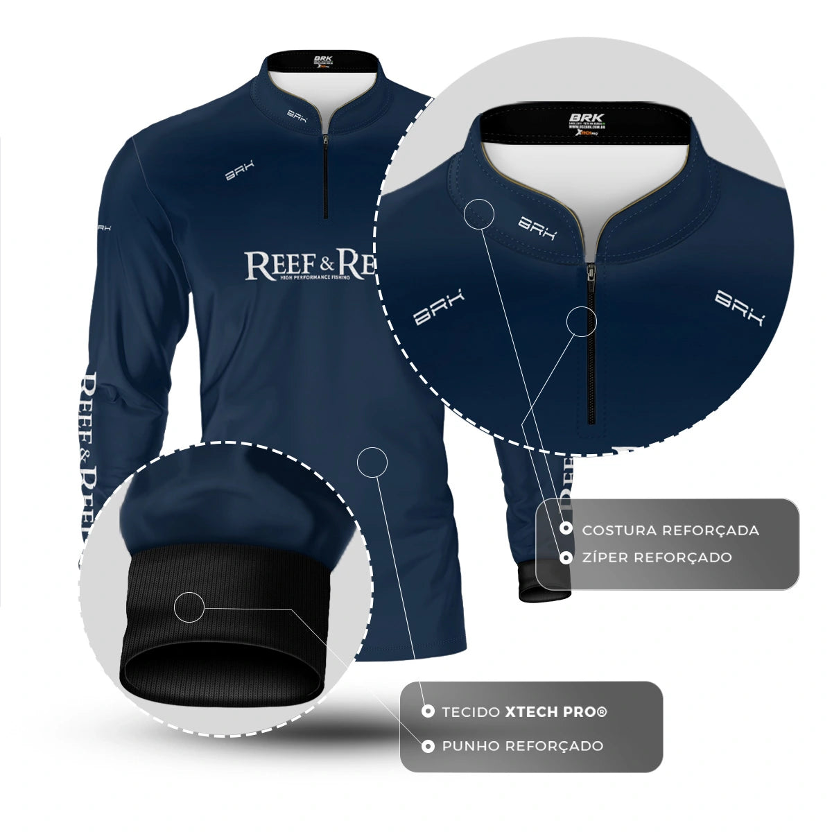 Camisa de Pesca Brk Reef & Reel High Perfomance Azul com Proteção UV50